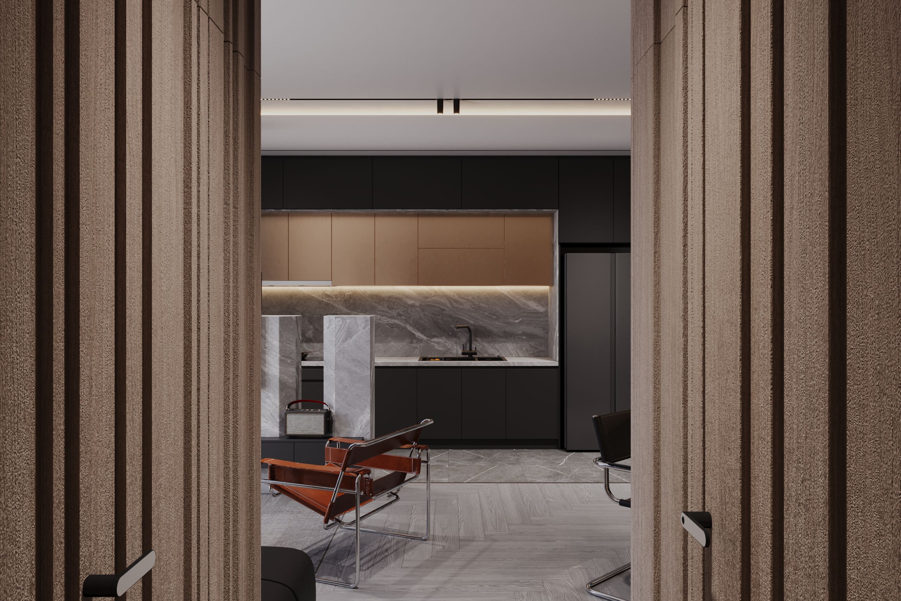 Clean finish work with aligned surfaces.