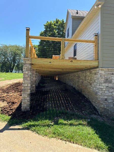 Bluegrass Finish porch and deck project showing exterior finish work.